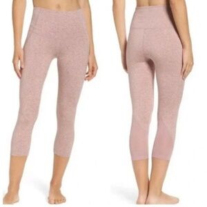 Zella High Waisted Mesh Back Crop Leggings Size Small Heathered Pink